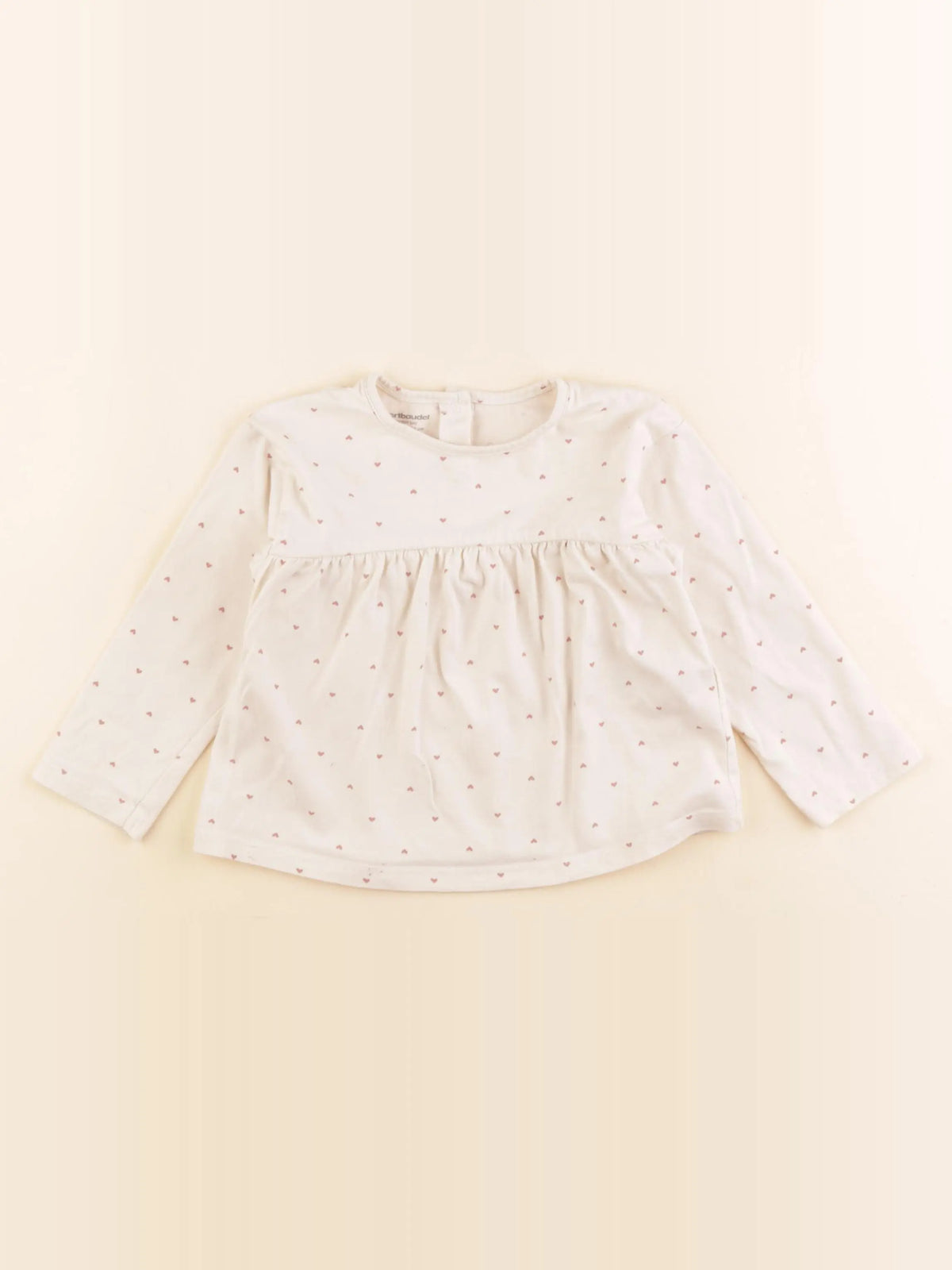 Vertbaudet - tee-shirt beige, rose - 24 mois