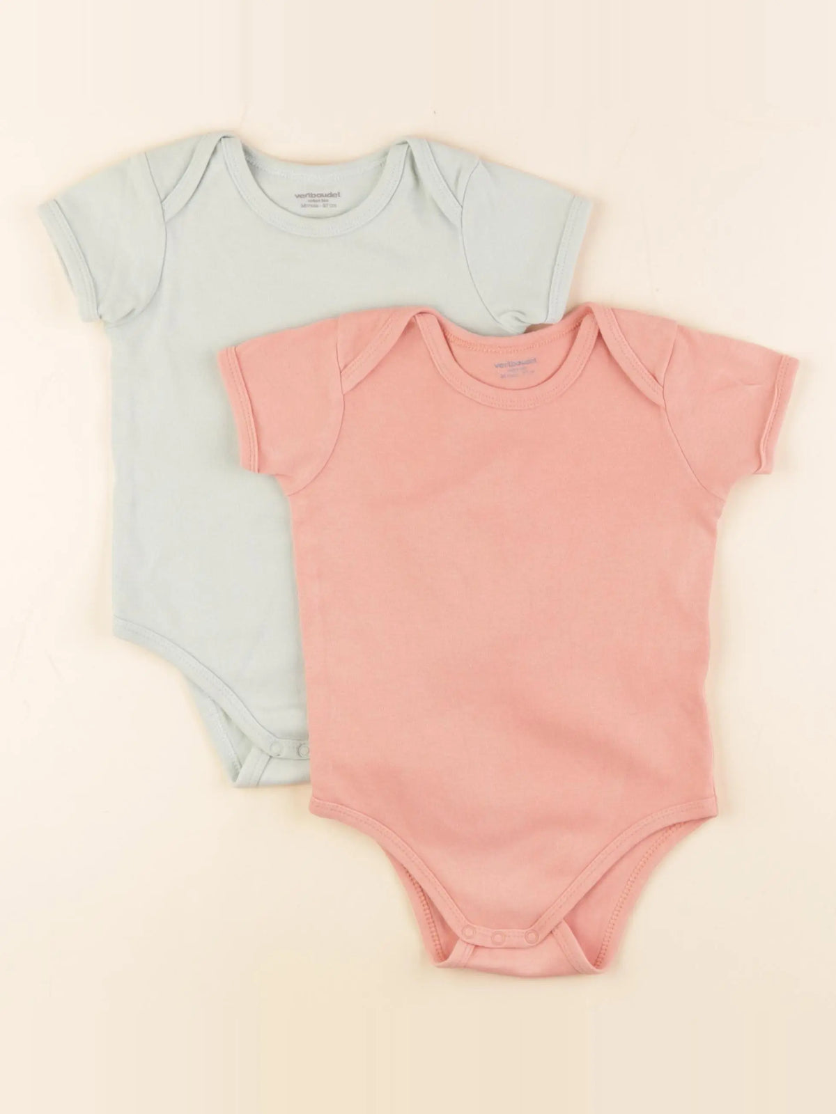 Vertbaudet - lot de 2 bodies en coton vert, rose - 36 mois