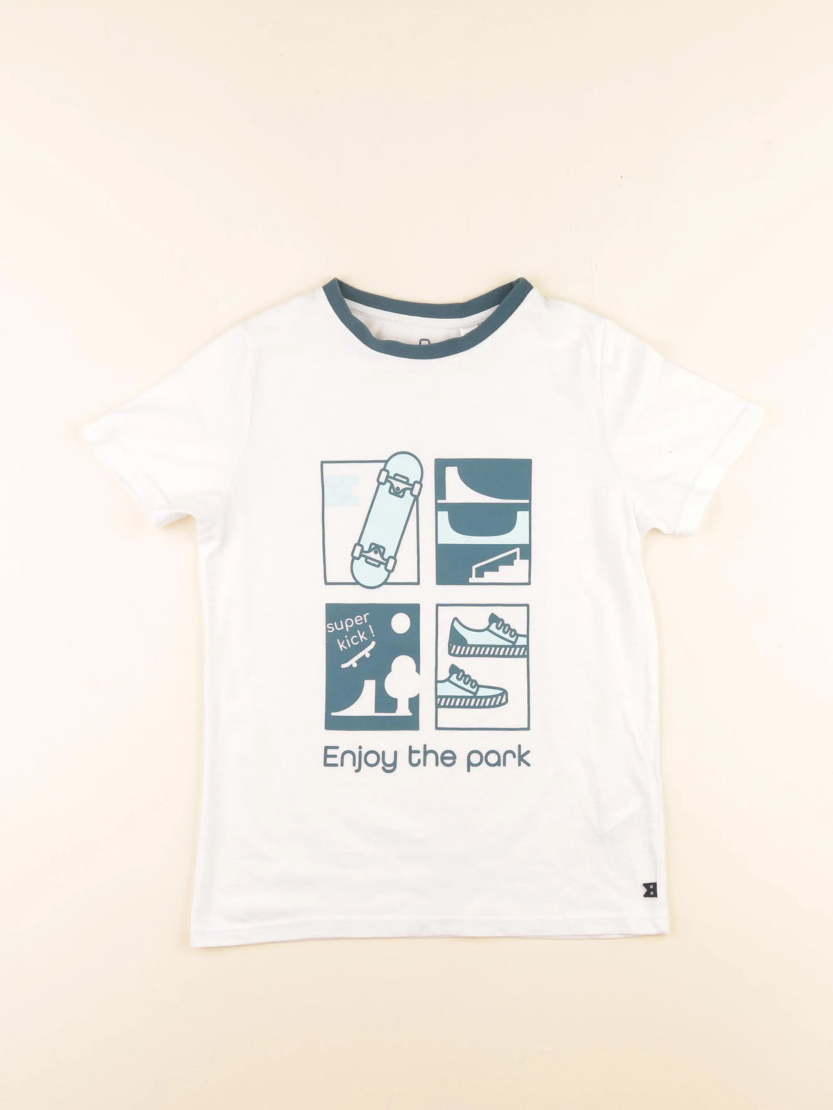 Okaidi - tee-shirt blanc, vert - 10 ans