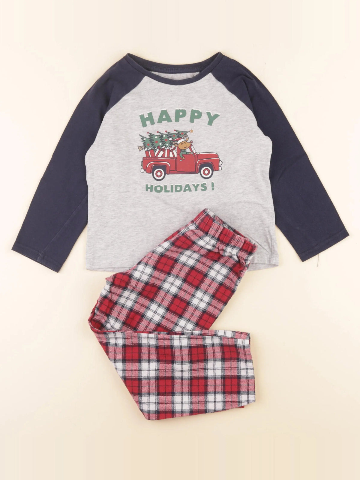 Vertbaudet - pyjama coton bleu, rouge - 4 ans