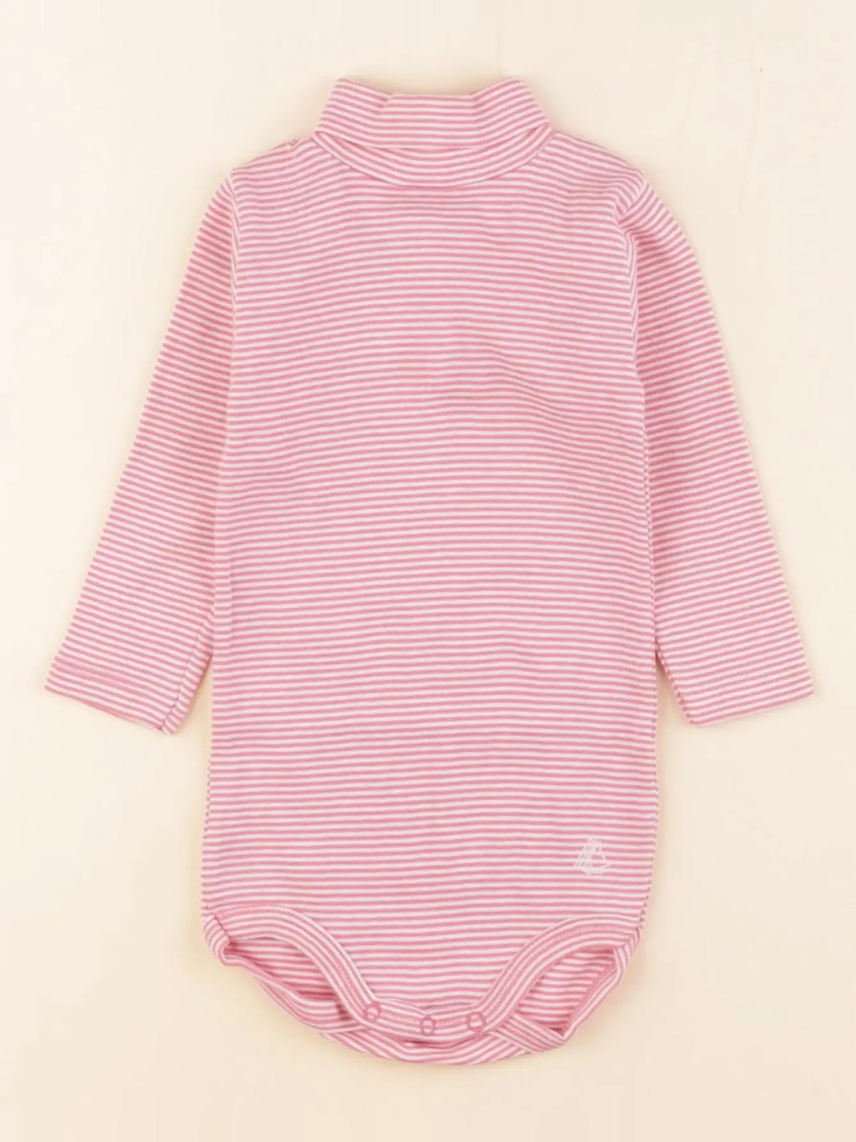 Petit Bateau - body à col blanc, rose - 6 mois