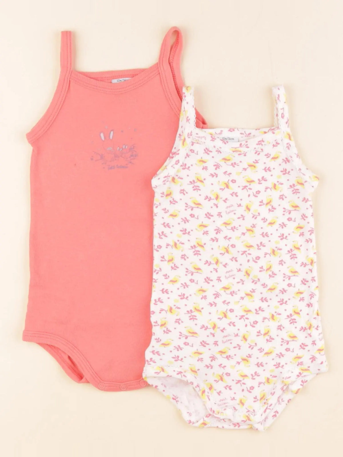 Petit Bateau - lot de 2 bodies en coton multicolore - 12 mois