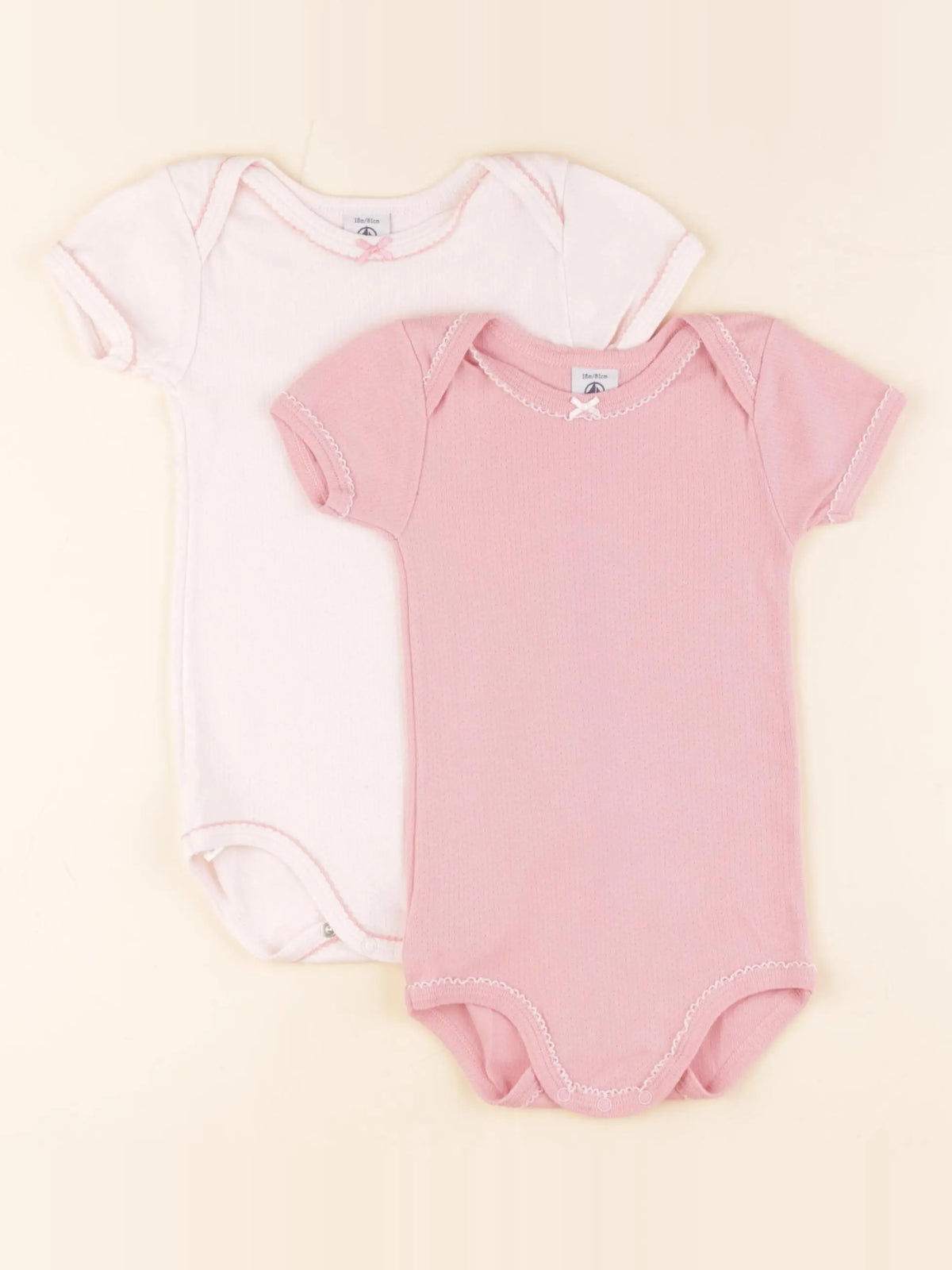 Petit Bateau - lot de 2 bodies en coton rose - 18 mois