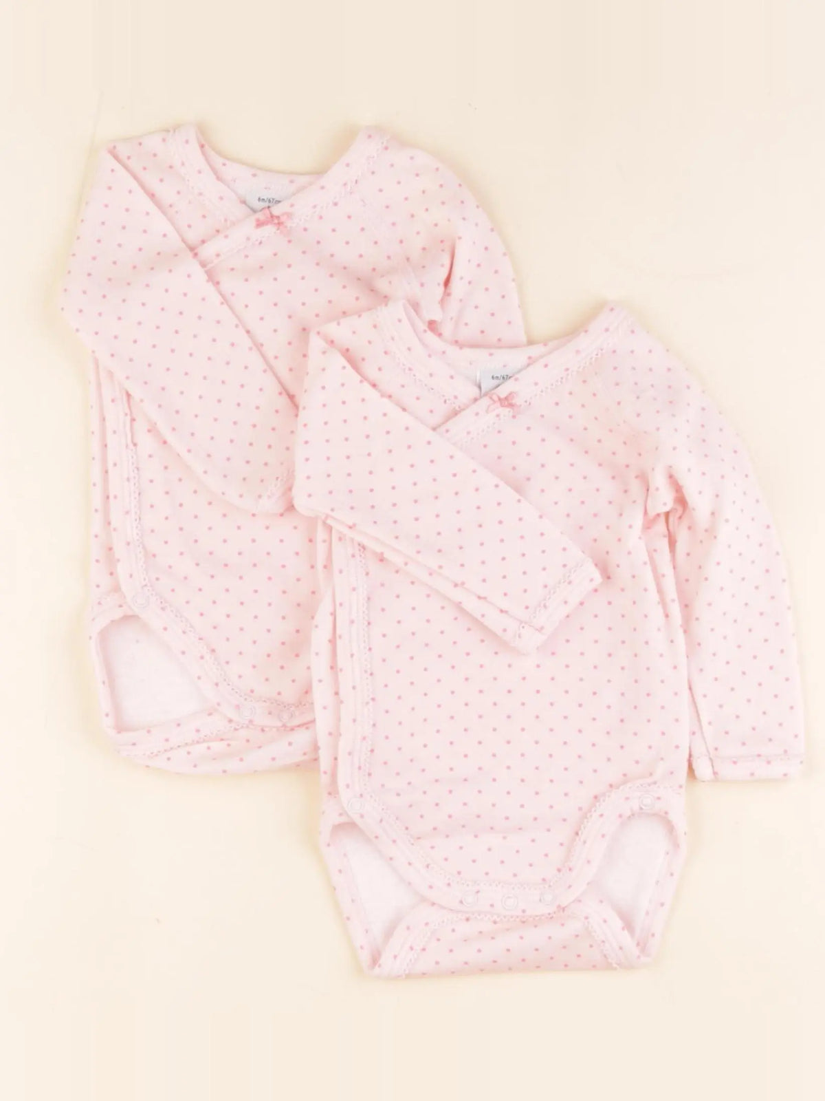 Petit Bateau - lot de 2 bodies en coton rose - 6 mois