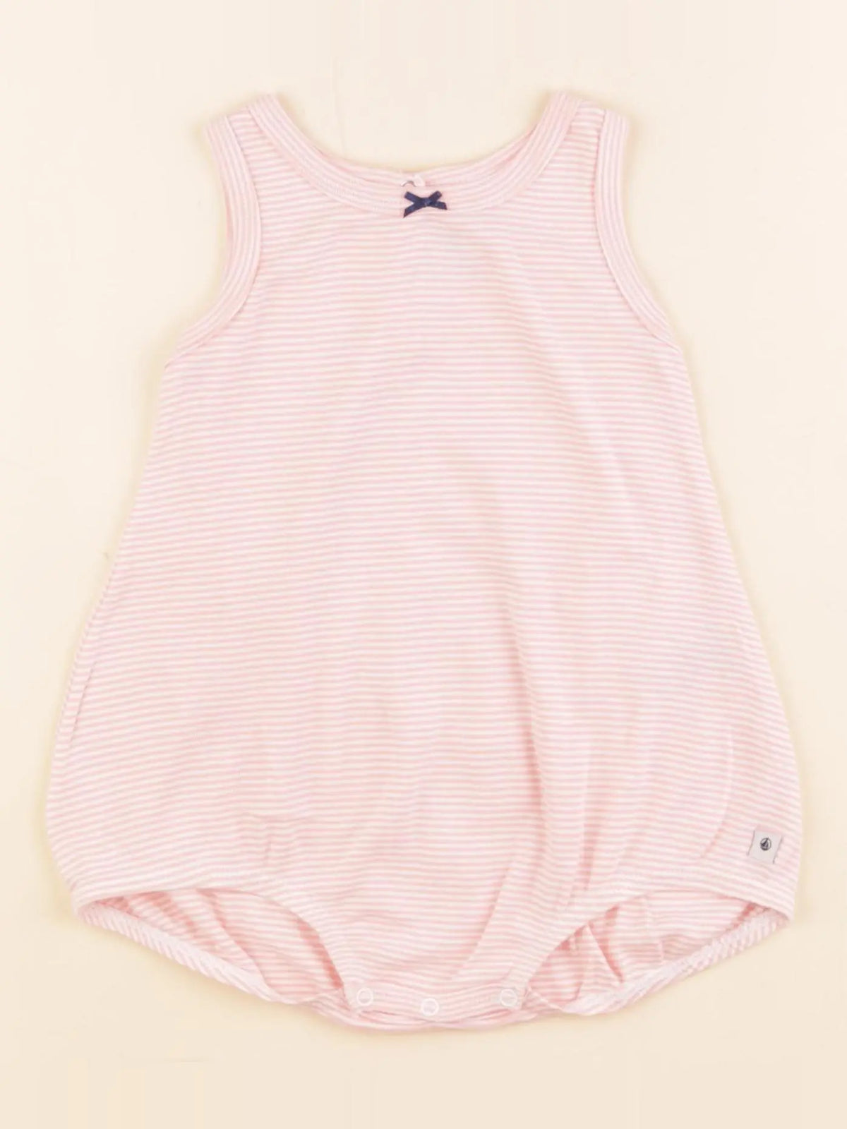 Petit Bateau - pyjama coton blanc, rose - 12 mois