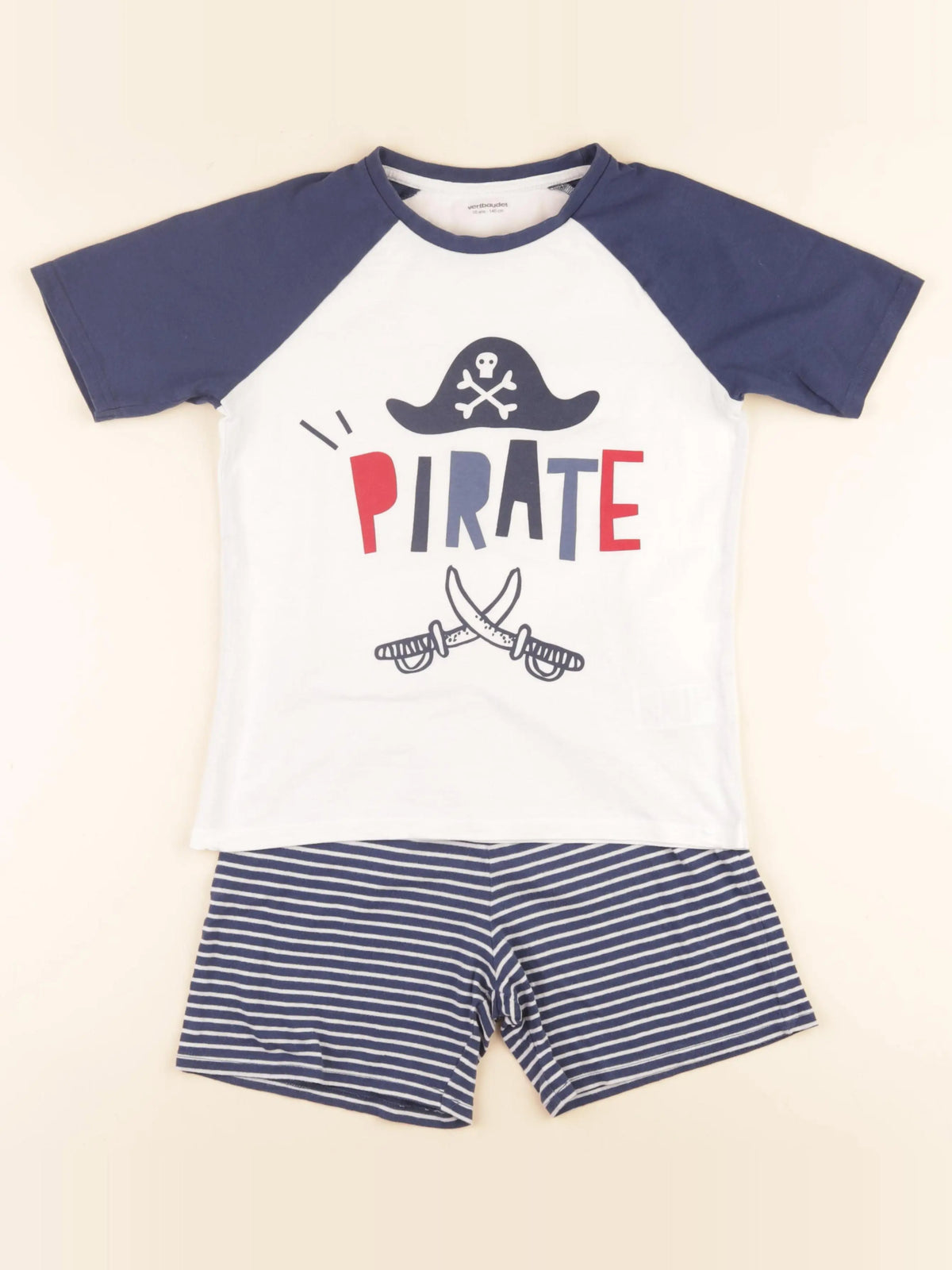 Vertbaudet - pyjama coton bleu, blanc - 10 ans