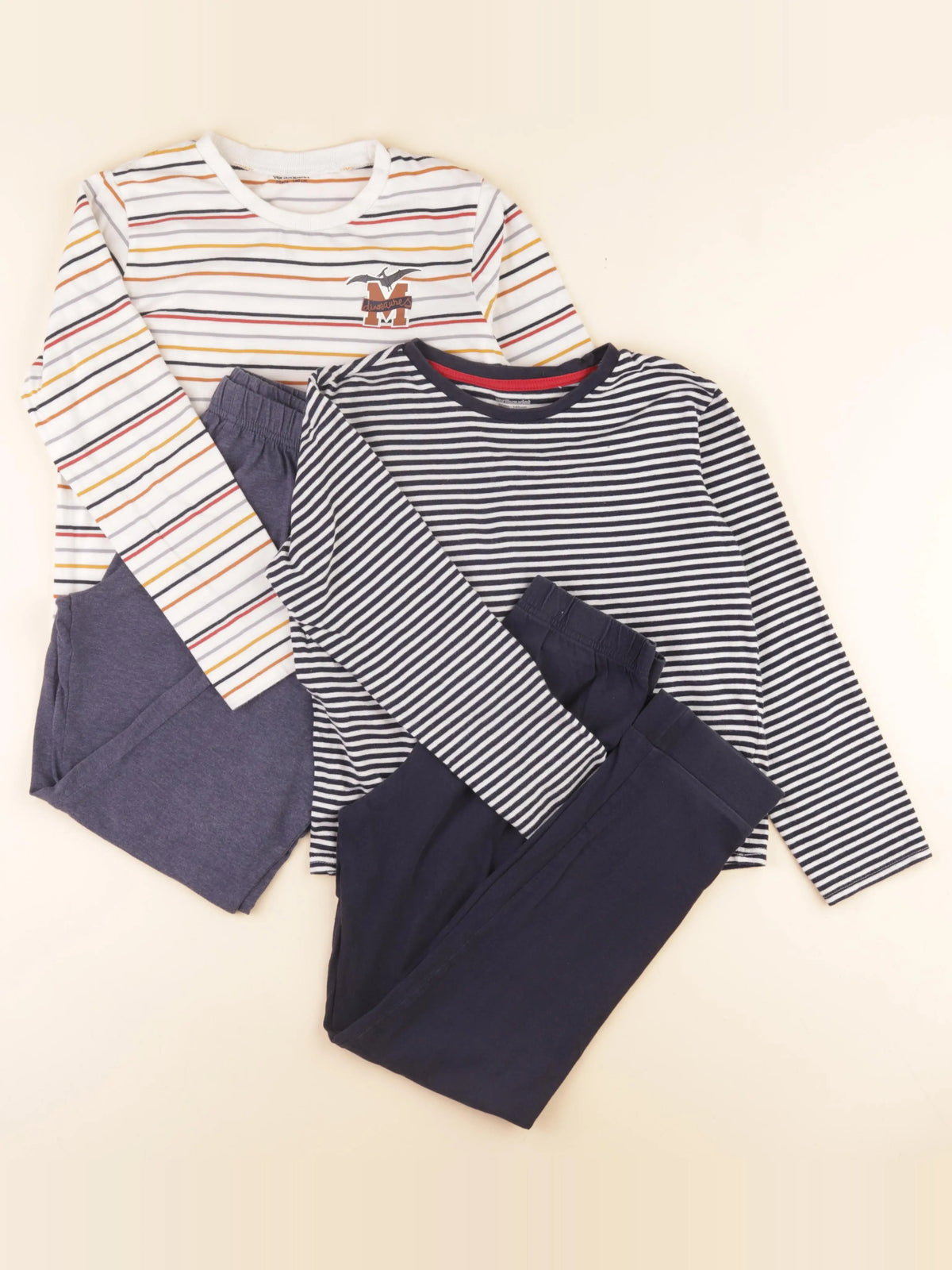 Vertbaudet - lot de 2 pyjamas coton bleu, blanc - 10 ans