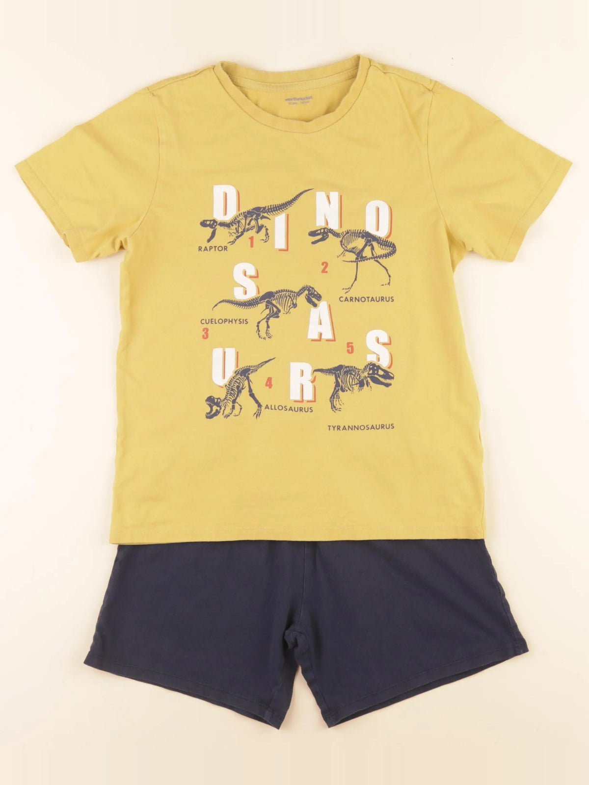 Vertbaudet - pyjama coton jaune, bleu - 10 ans