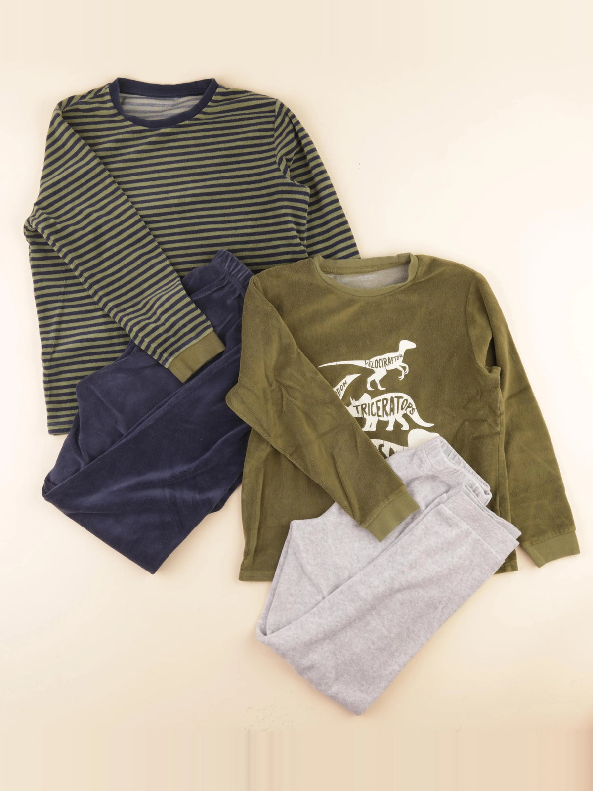 Vertbaudet - lot de 2 pyjamas velours vert, bleu - 10 ans