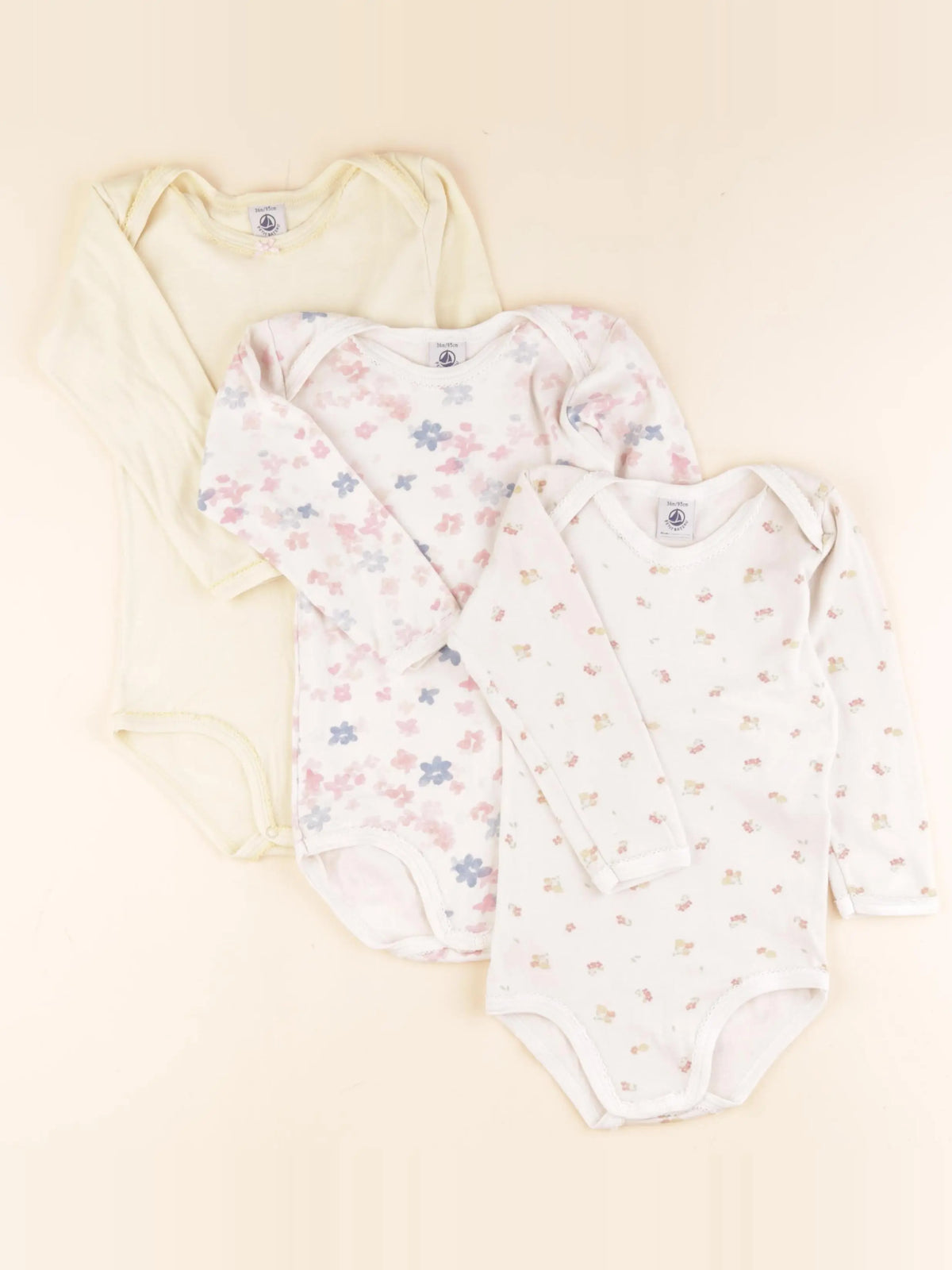 Petit Bateau - lot de 3 bodies en coton multicolore - 36 mois