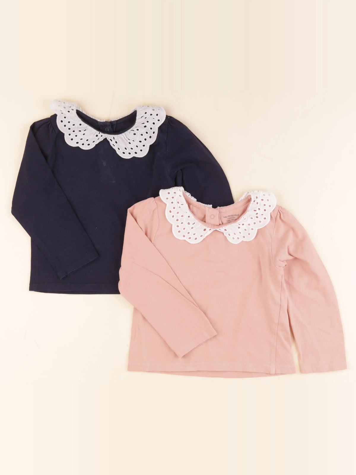 Vertbaudet - lot de 2 tee-shirts bleu, rose - 2 ans