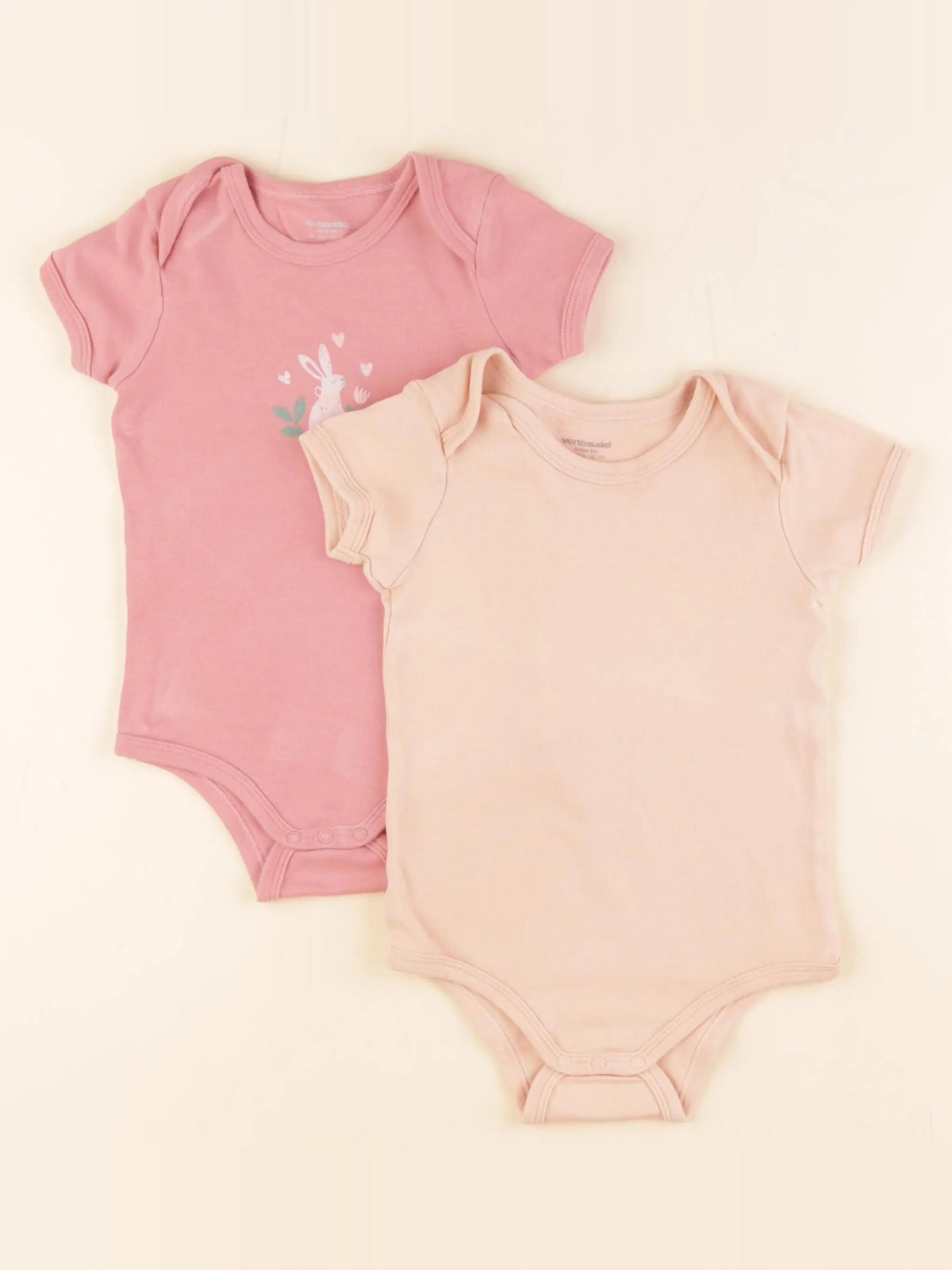 Vertbaudet - lot de 2 bodies en coton rose - 36 mois