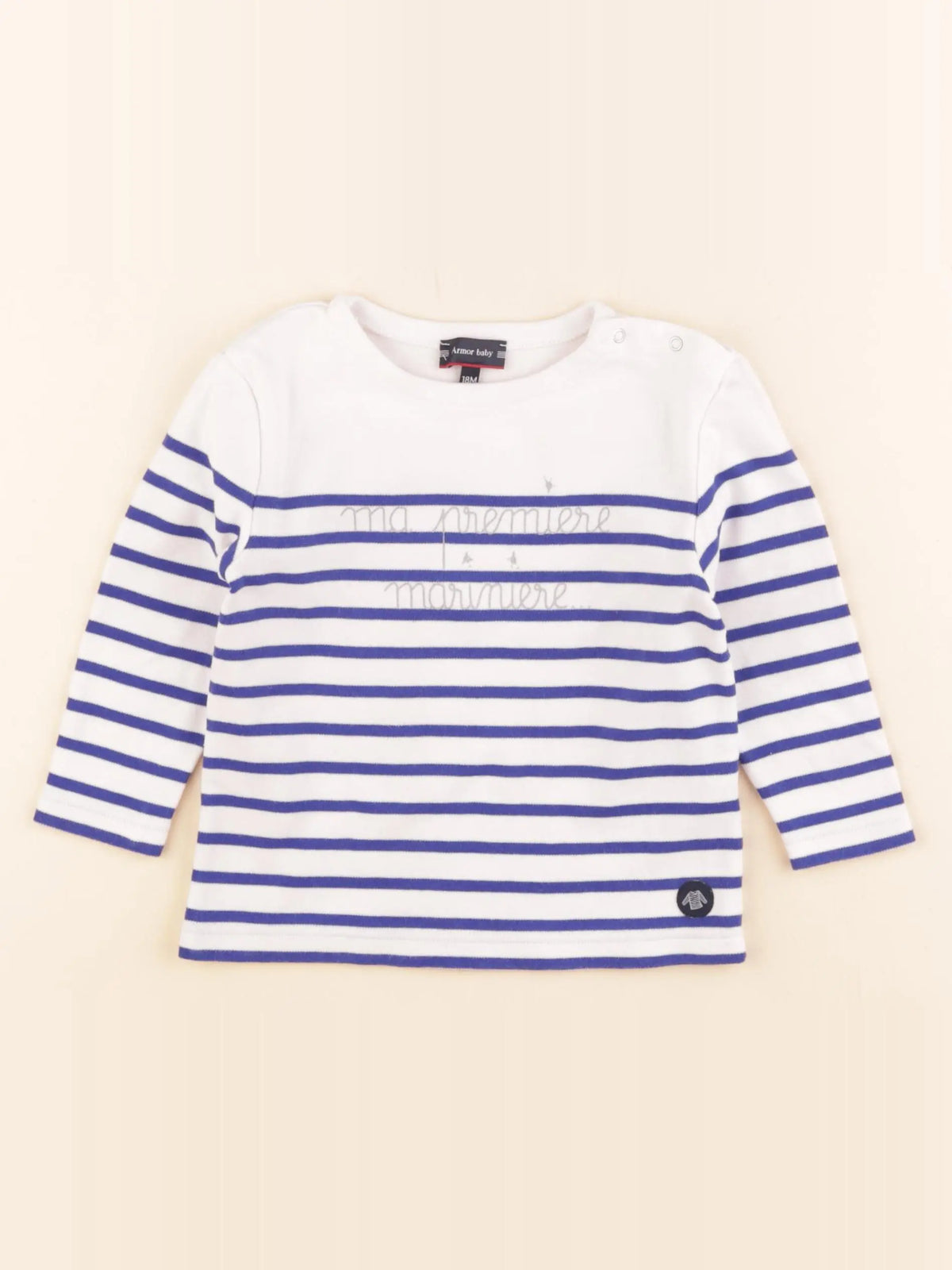 Armor Lux - tee-shirt blanc, bleu - 18 mois