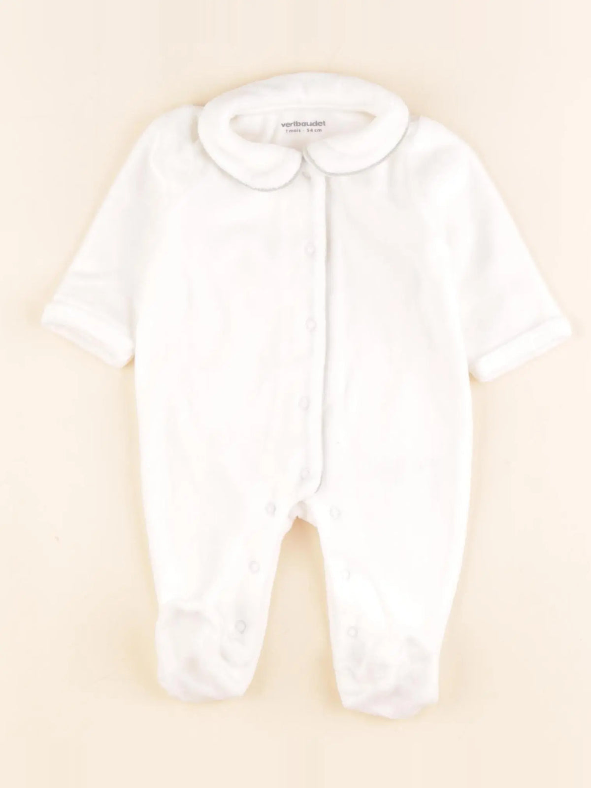 Vertbaudet - pyjama velours blanc - 1 mois