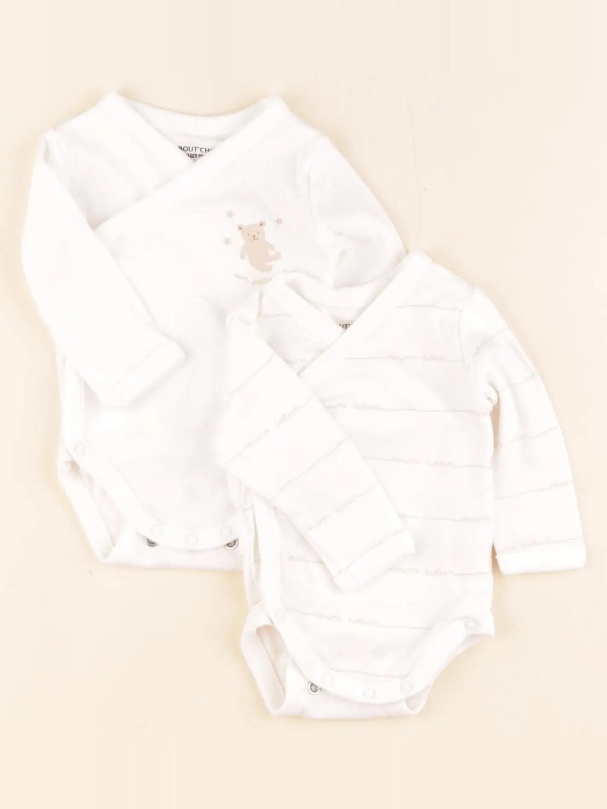 Boutchou - lot de 2 bodies en coton blanc - 0 mois