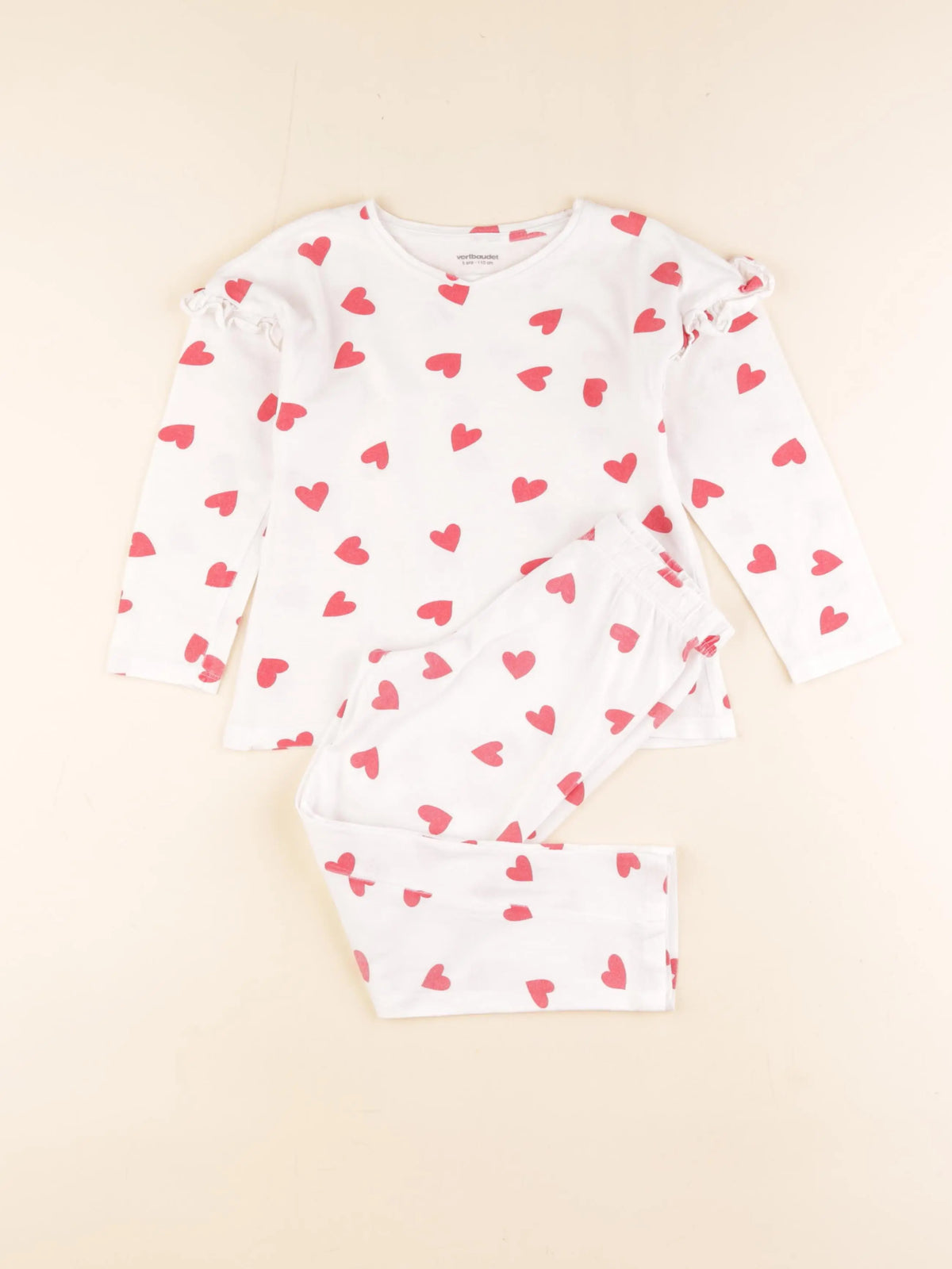 Vertbaudet - pyjama coton blanc, rouge - 5 ans