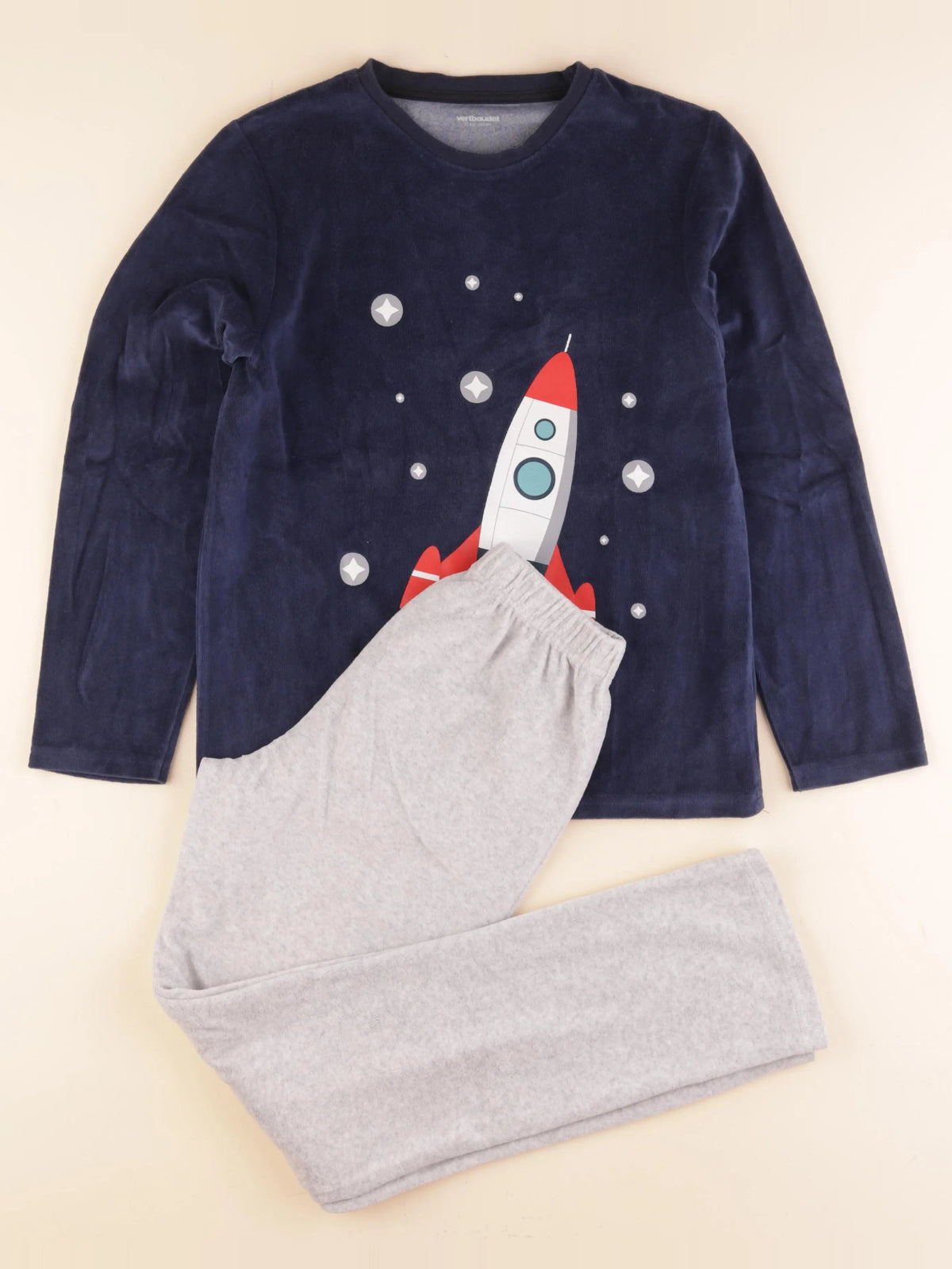 Vertbaudet - pyjama velours gris - 12 ans