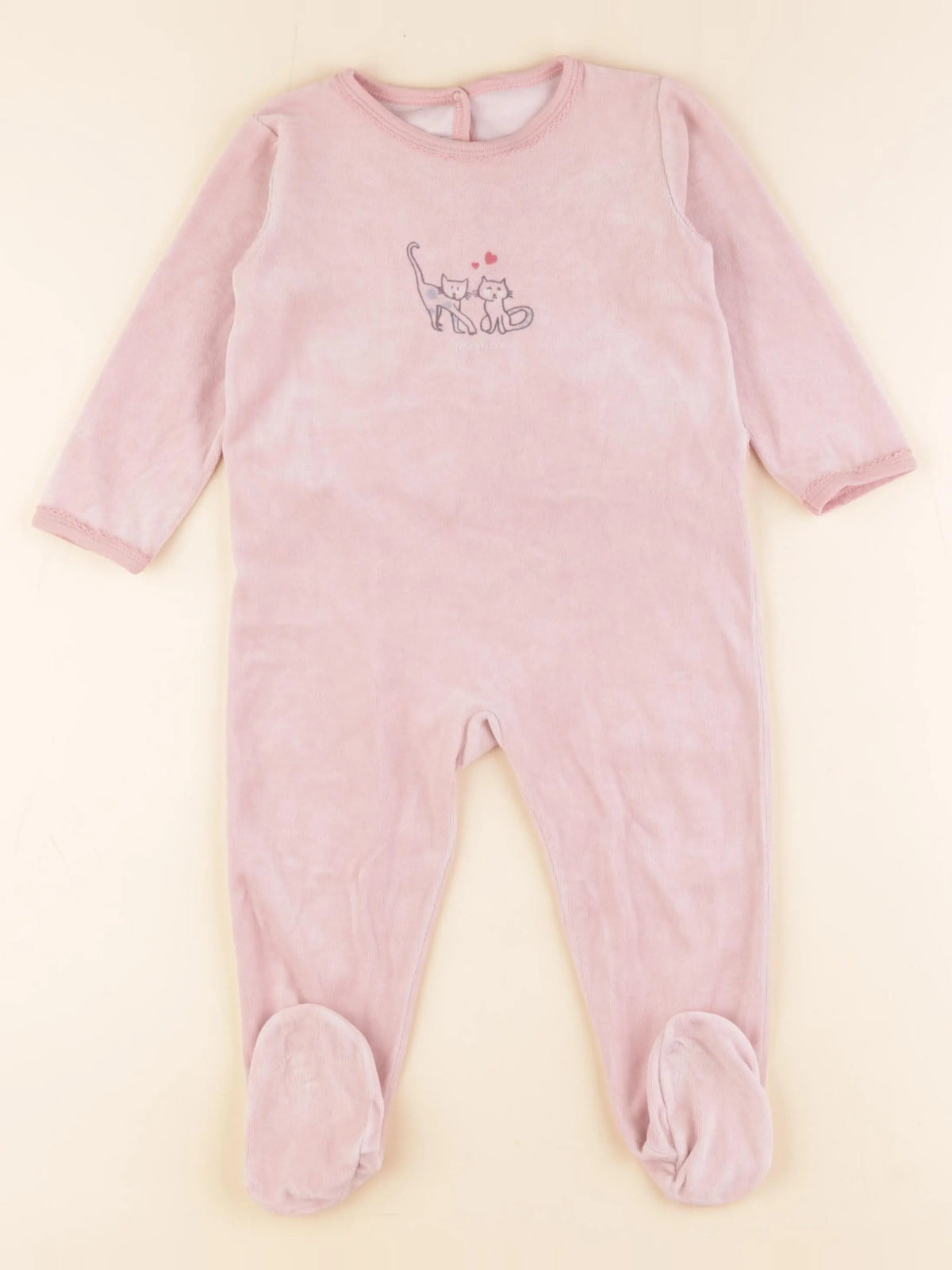 Petit Bateau - pyjama velours rose - 24 mois