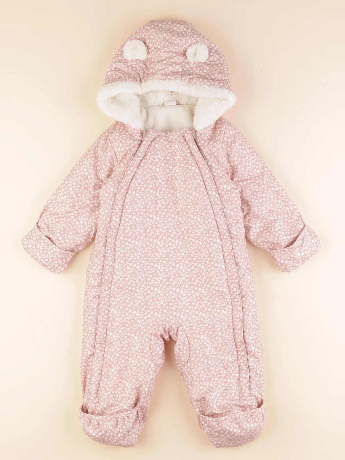 H&M - combi-pilote rose, blanc - 6/9 mois