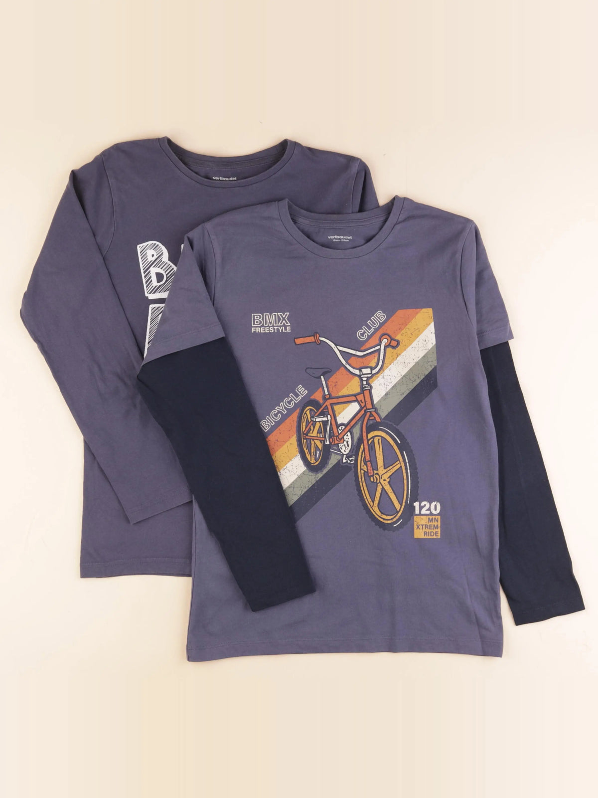Vertbaudet - lot de 2 tee-shirts bleu - 12 ans