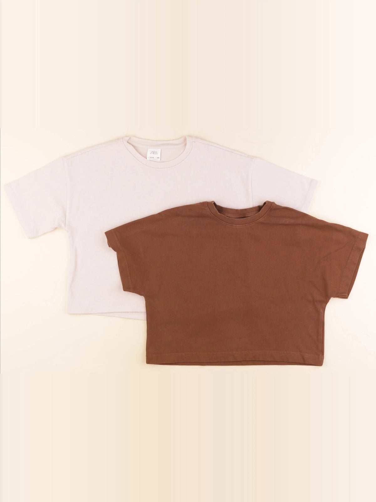 Zara - lot de 2 tee-shirts marron, rose - 9/10 ans