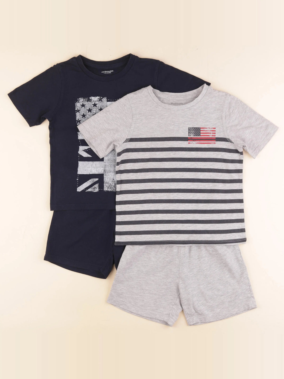 Vertbaudet - lot de 2 pyjamas coton bleu, gris - 6 ans