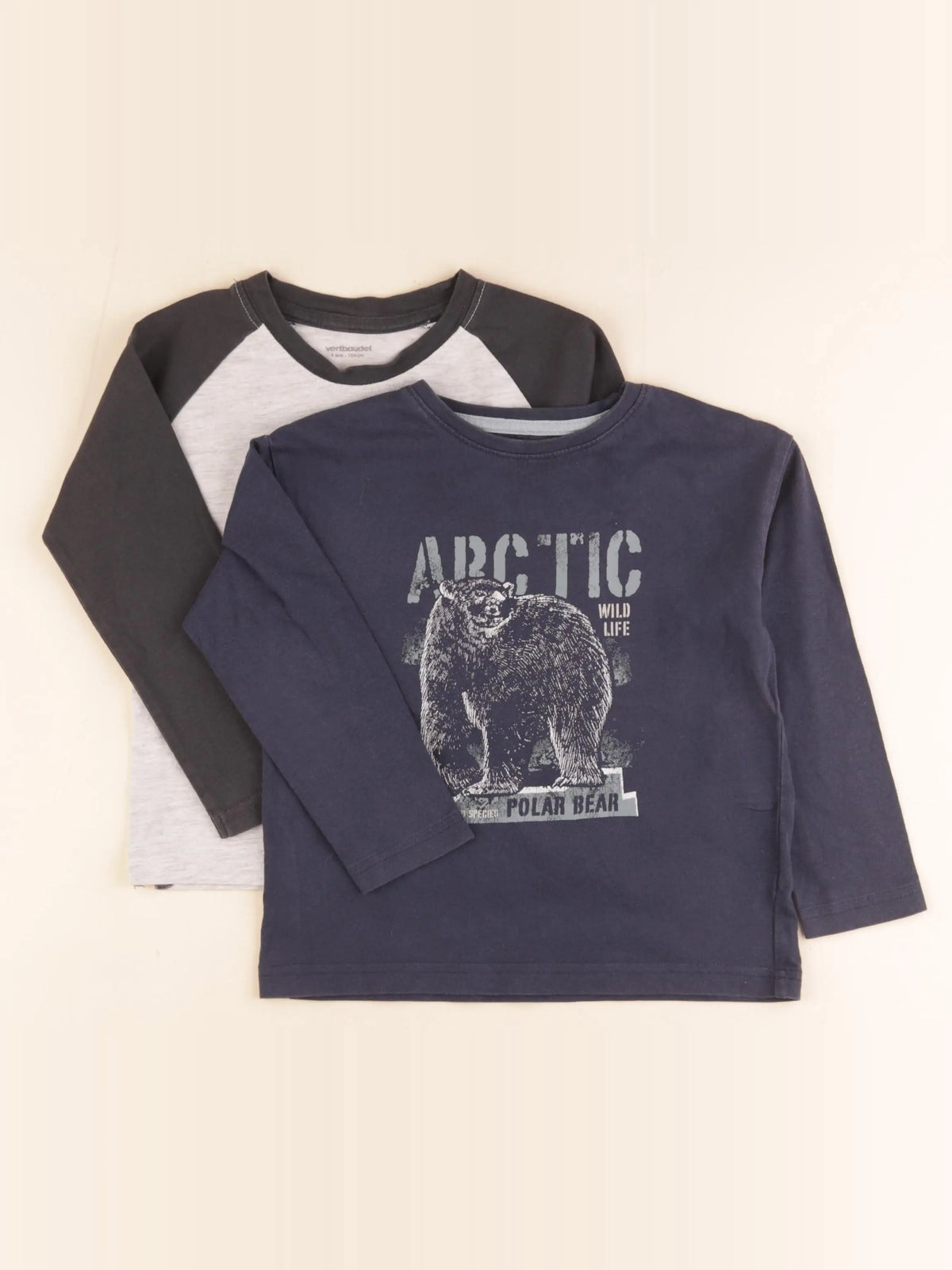 Vertbaudet - lot de 2 tee-shirts bleu, gris - 4 ans