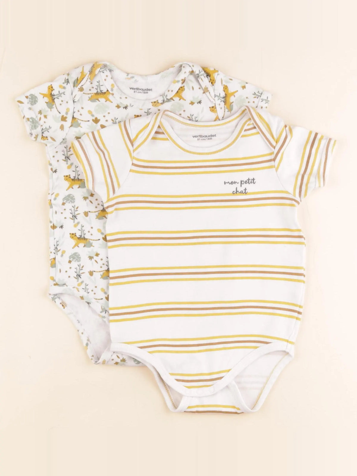 Vertbaudet - lot de 2 bodies en coton multicolore - 18 mois