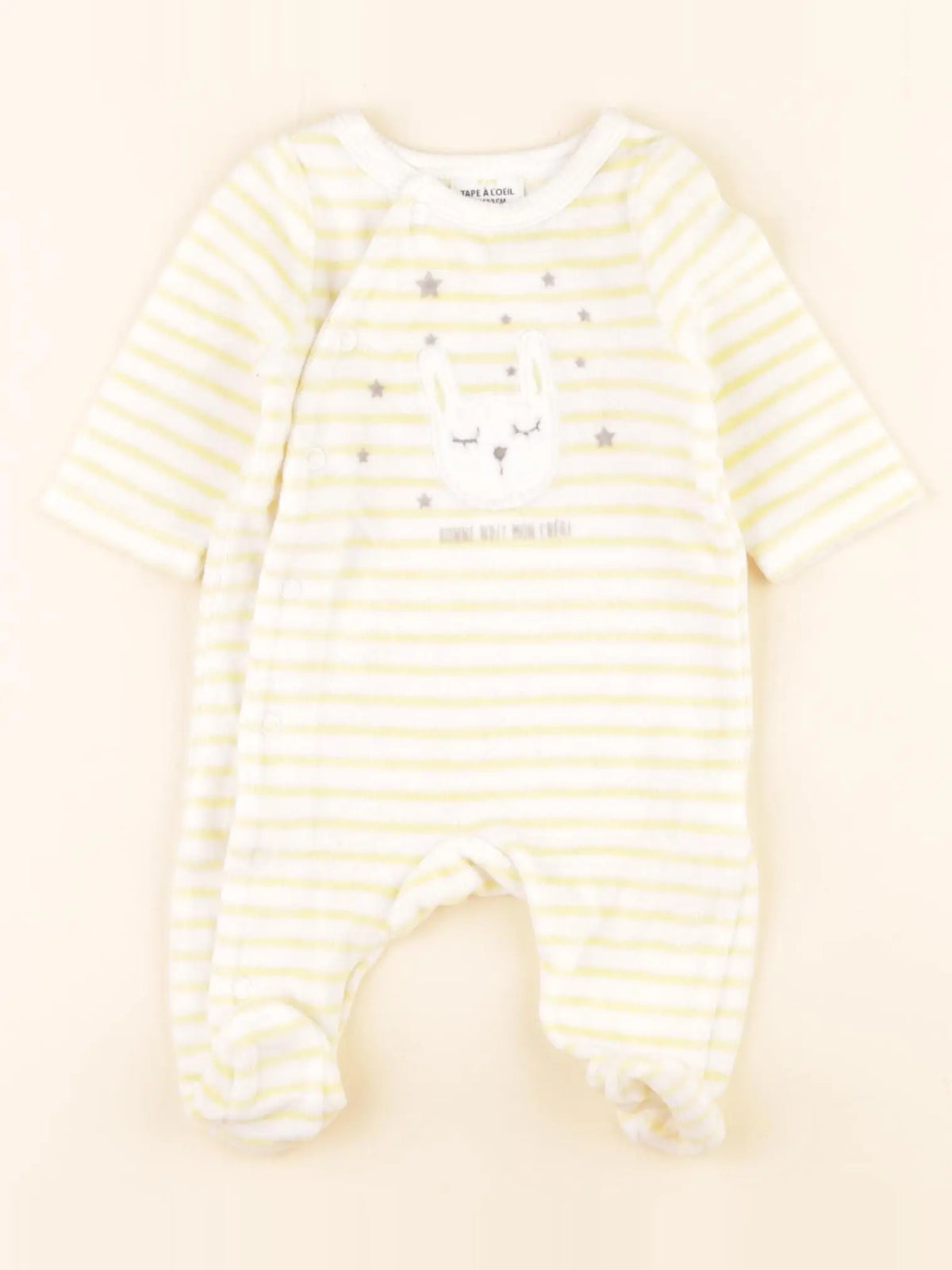 Tape à l'oeil - pyjama velours jaune - 1 mois