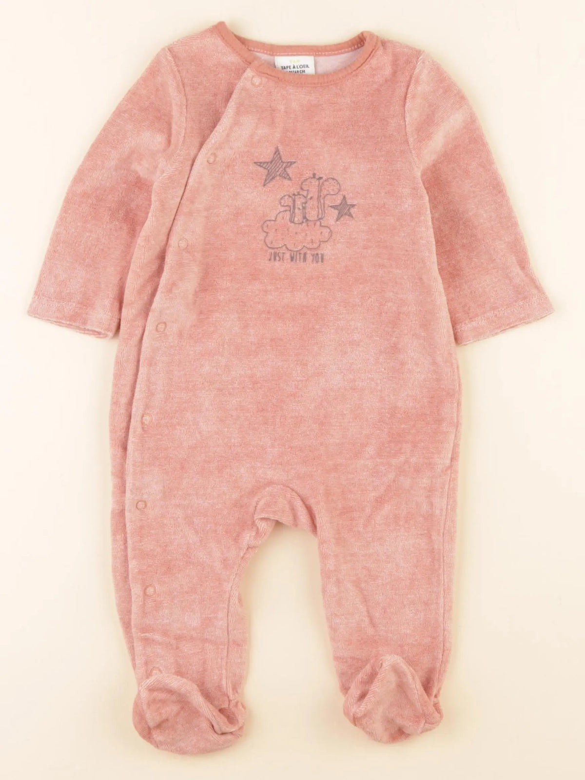 Tape à l'oeil - pyjama velours orange - 6 mois