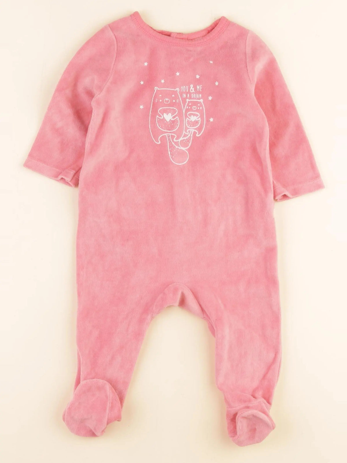 Tape à l'oeil - pyjama velours rose - 6 mois