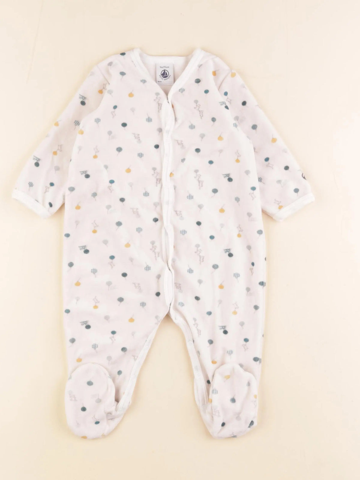 Petit Bateau - pyjama velours blanc - 9 mois