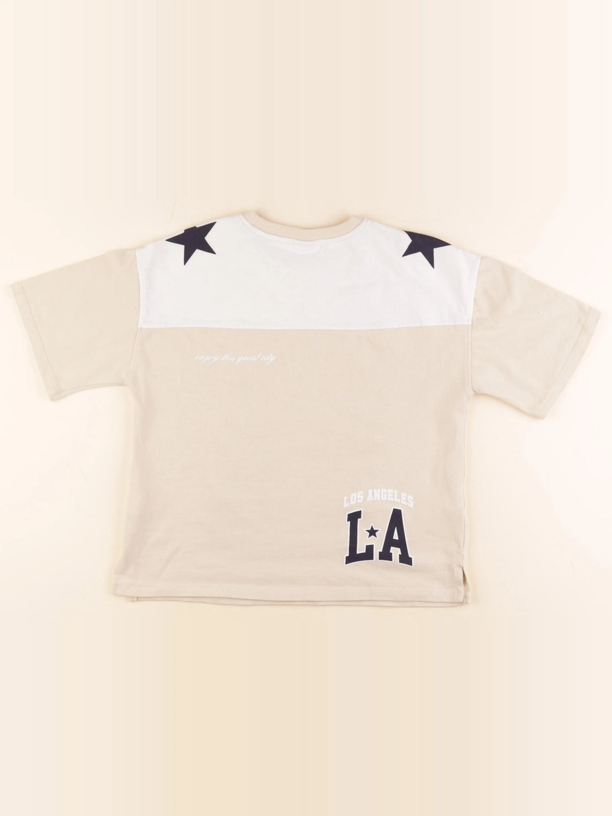 Zara - tee-shirt imprimé au dos beige, blanc - 9/10 ans