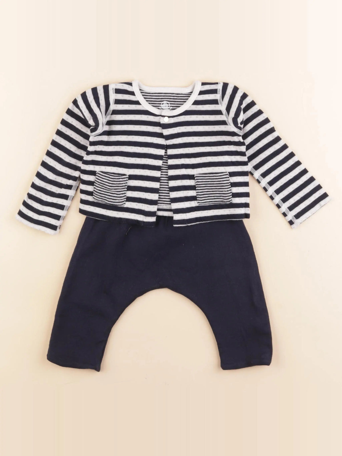 Petit Bateau - ensemble bleu - 3 mois