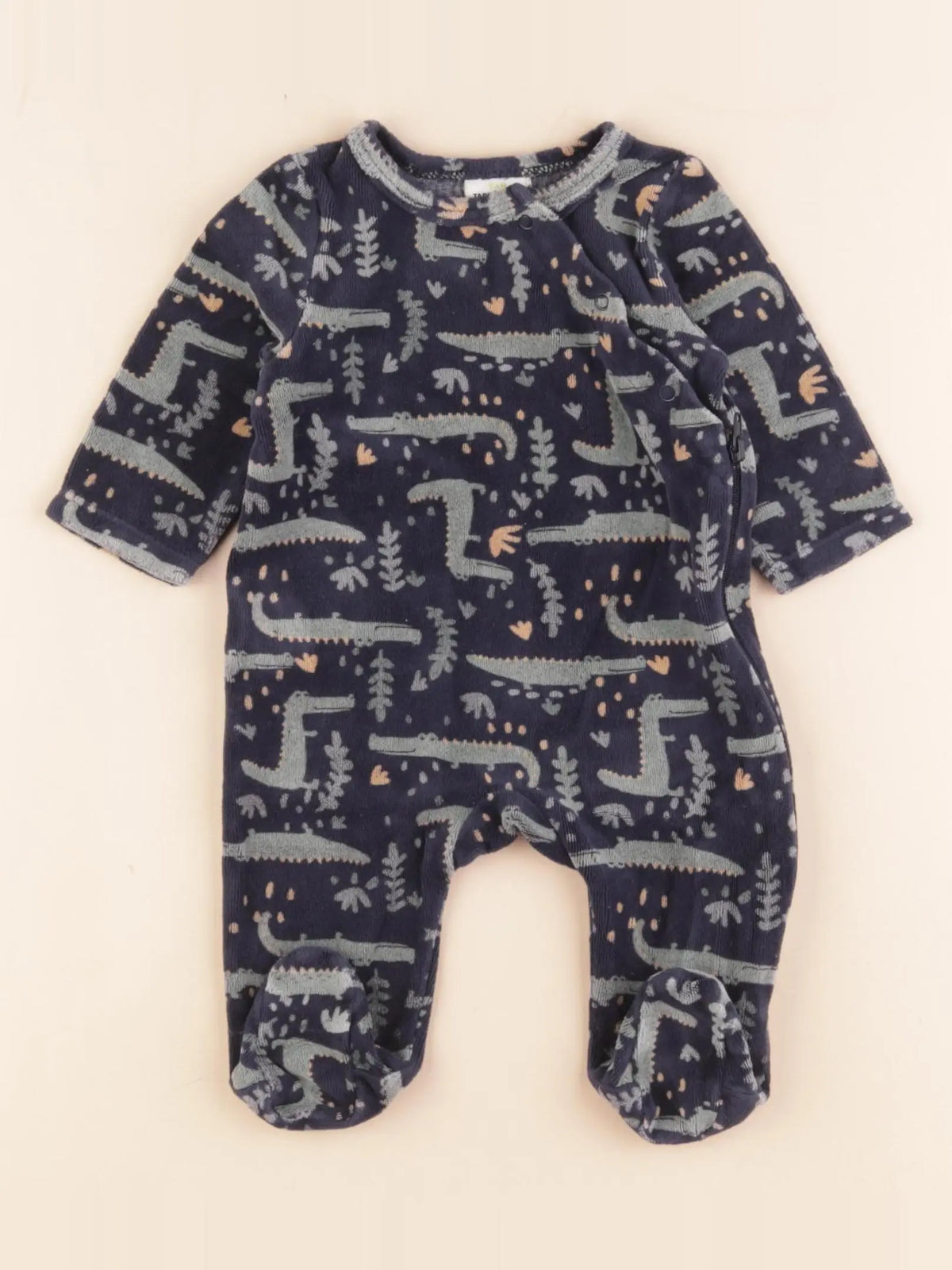 Tape à l'oeil - pyjama velours bleu - 3 mois