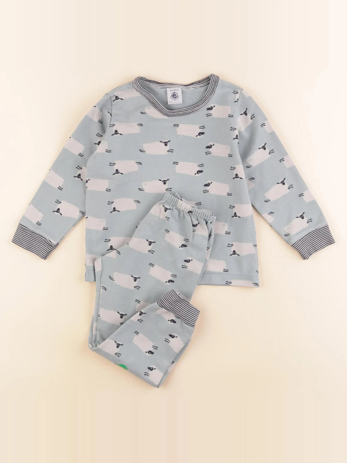 Petit Bateau - pyjama coton bleu, vert - 3 ans