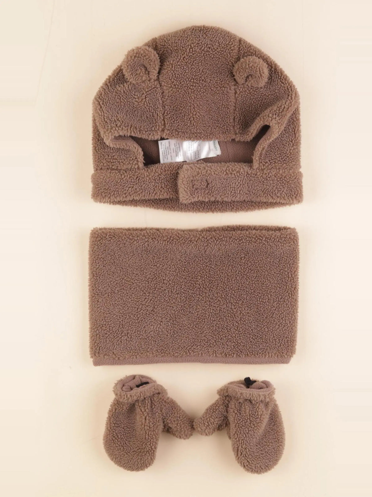 Vertbaudet - ensemble bonnet/moufles/tour de cou marron - 24/36 mois