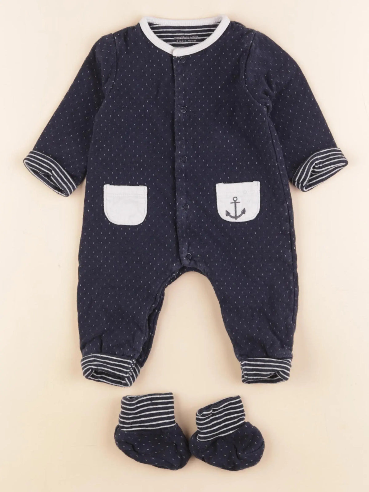 Vertbaudet - pyjama coton bleu - 3 mois