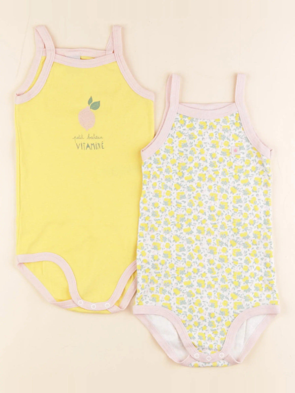 Petit Bateau - lot de 2 bodies en coton jaune - 36 mois