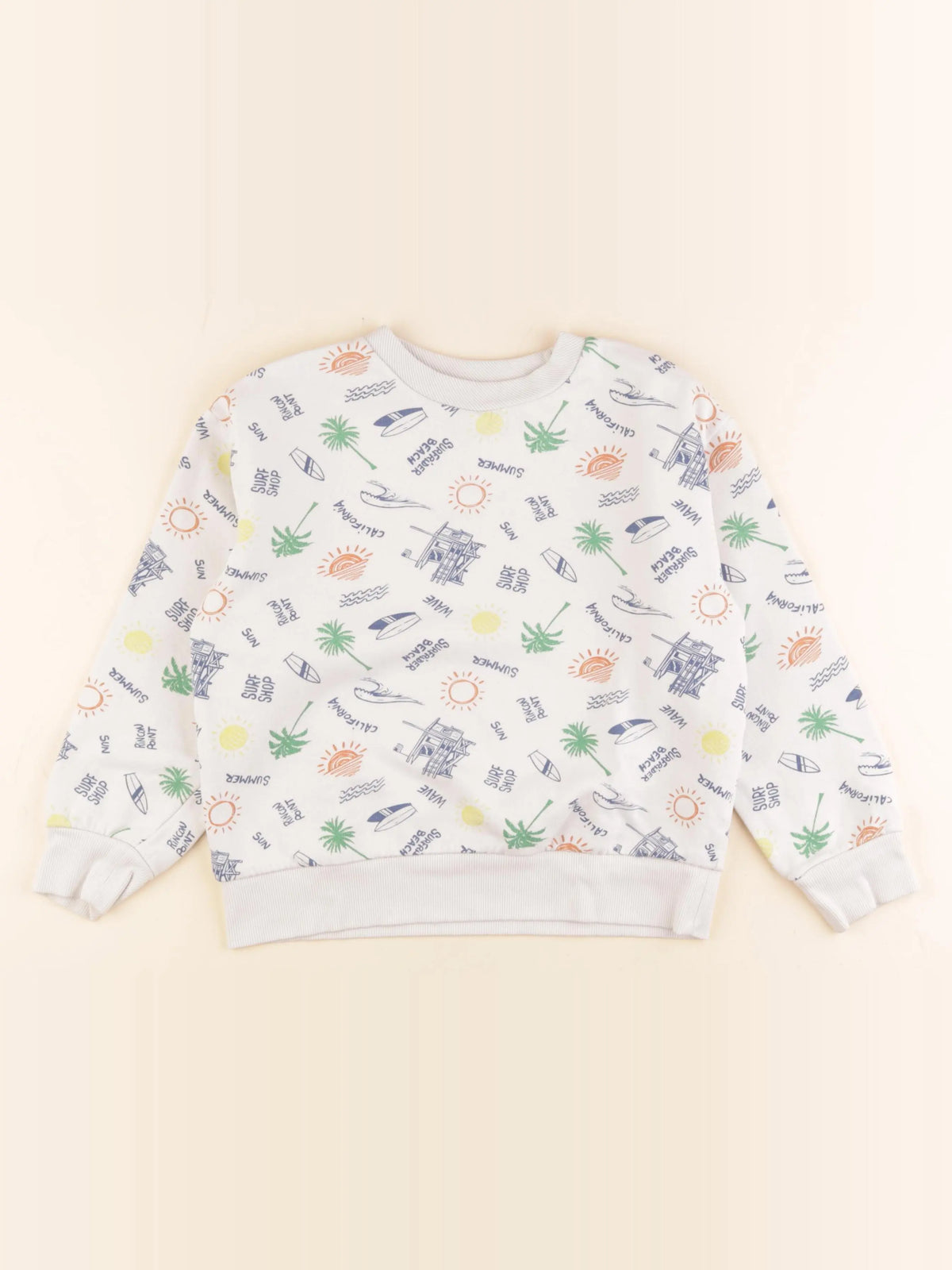 Vertbaudet - sweat blanc, bleu - 8 ans