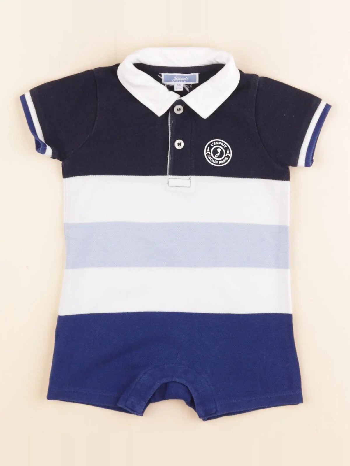 Jacadi - combinaison bleu, blanc - 6 mois