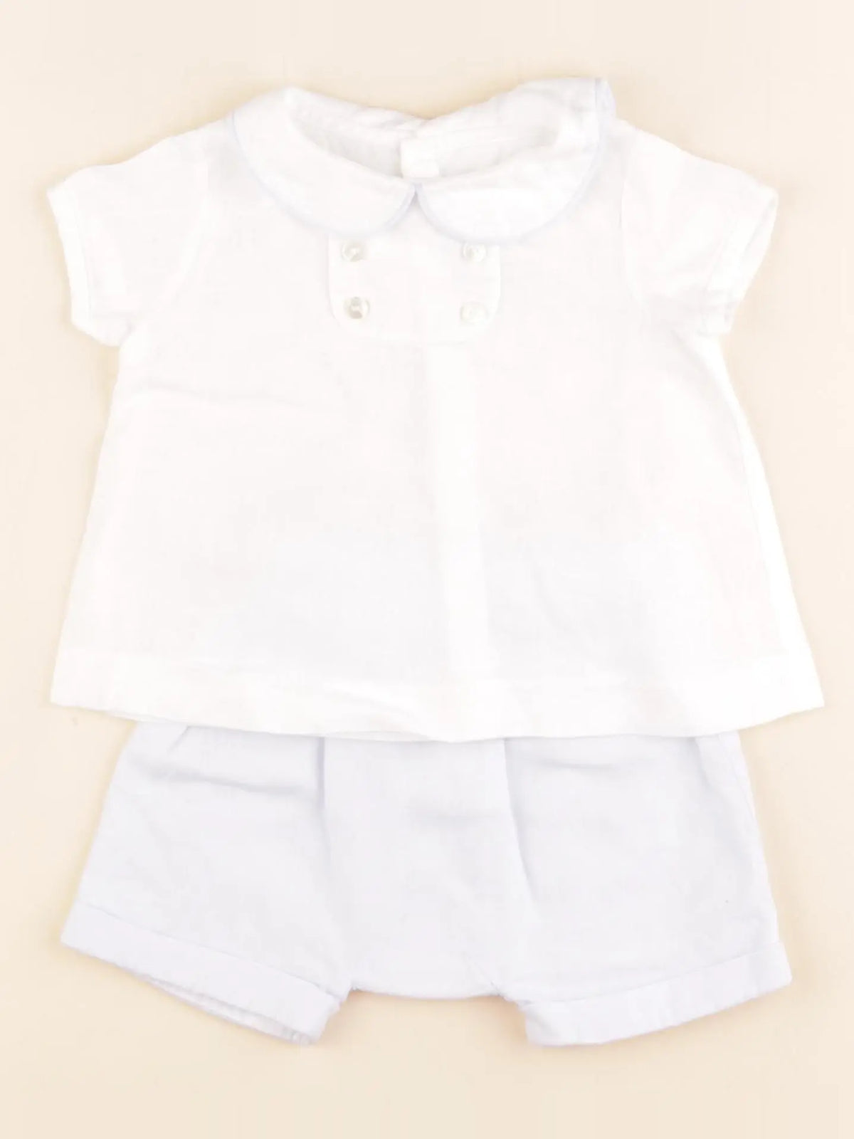 Jacadi - ensemble blanc, bleu - 6 mois