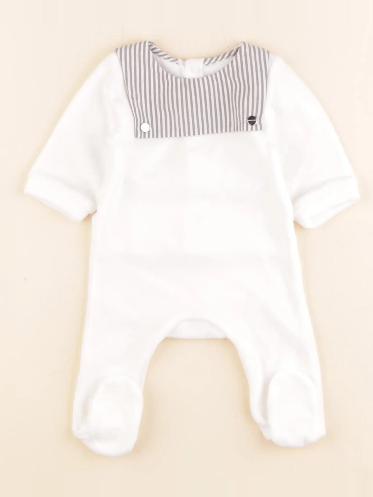 Jacadi - pyjama velours blanc, gris - 1 mois