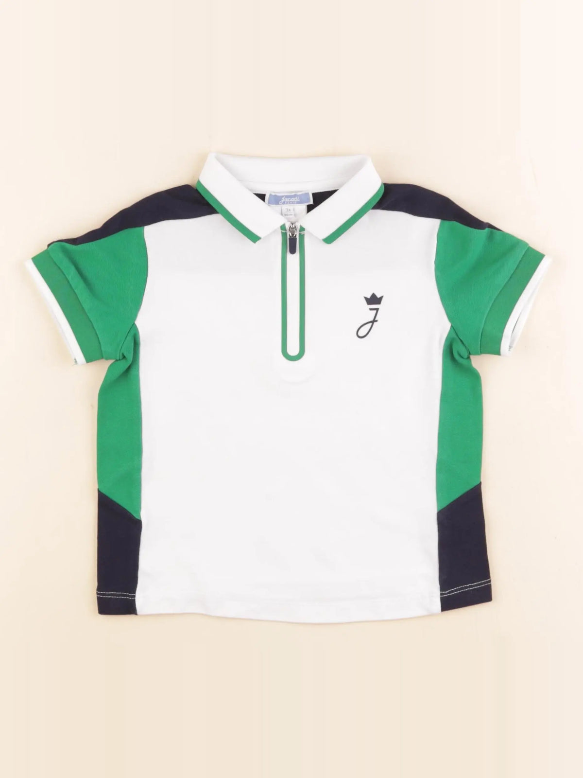 Jacadi - polo blanc, vert - 3 ans