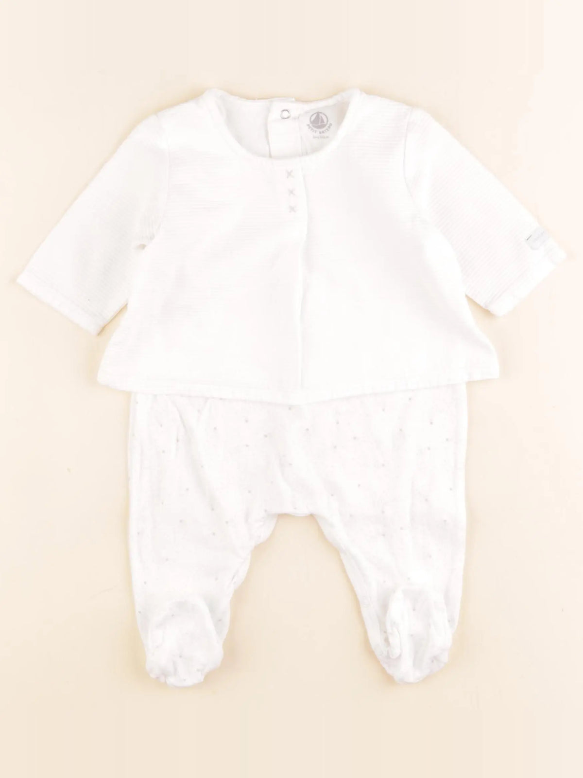 Petit Bateau - pyjama coton blanc - 3 mois
