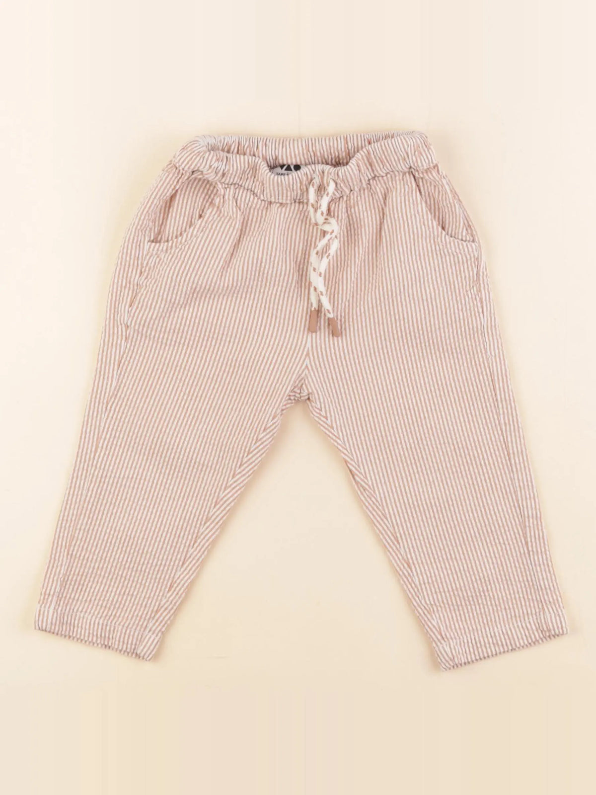 Tape à l'oeil - pantalon blanc, marron - 9 mois