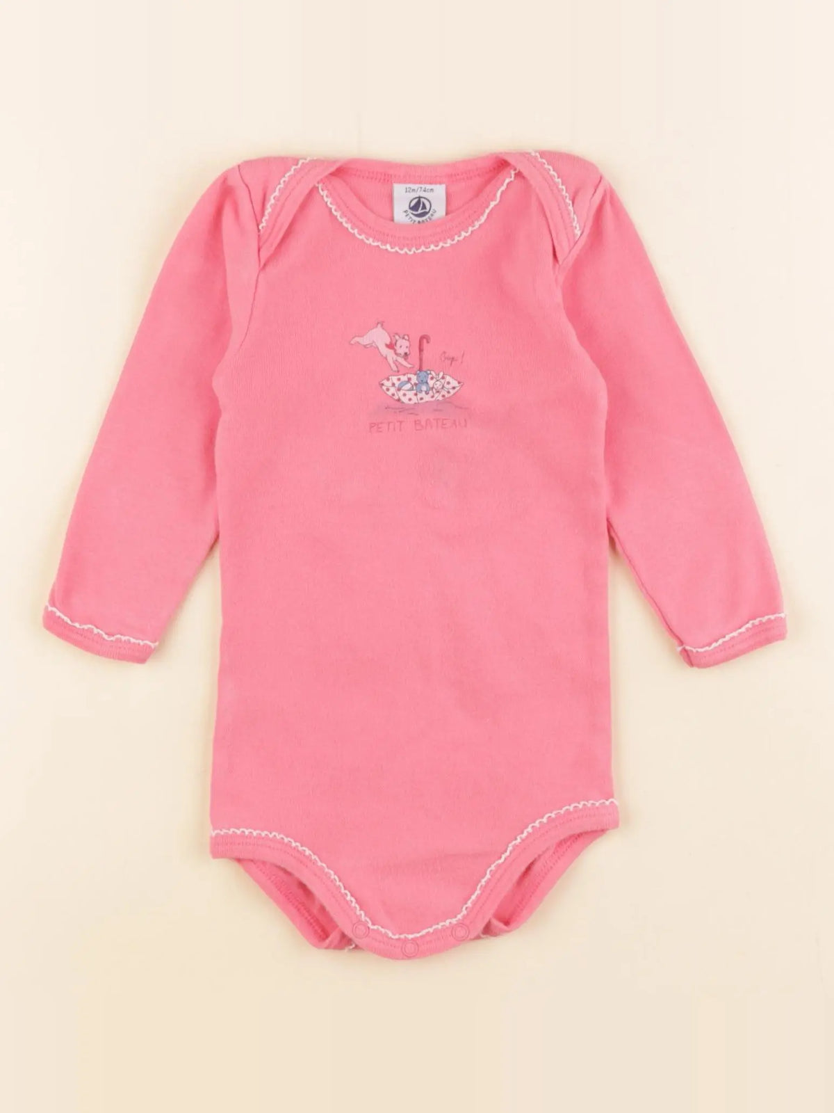 Petit Bateau - body rose - 12 mois