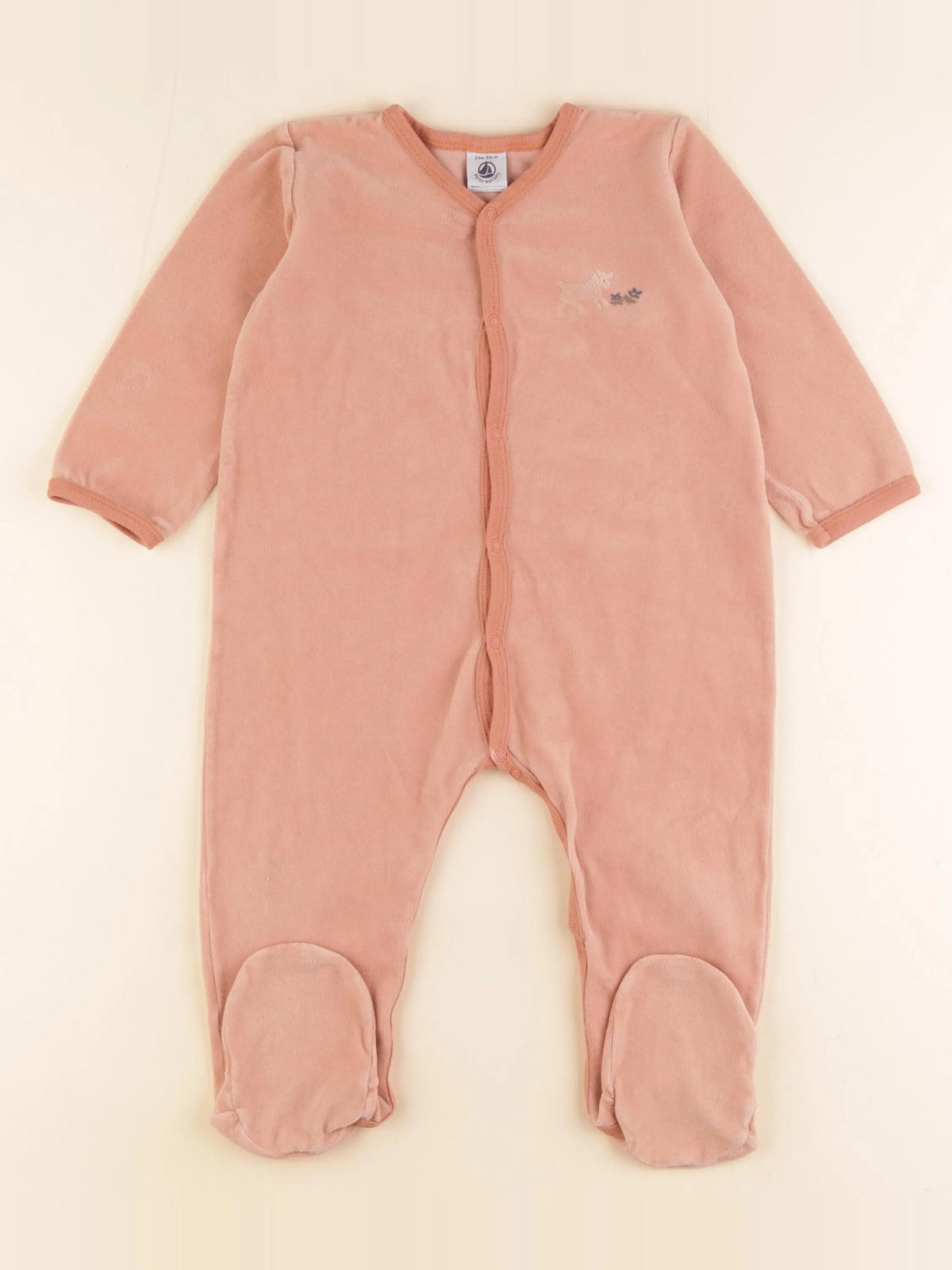 Petit Bateau - pyjama velours rose - 24 mois