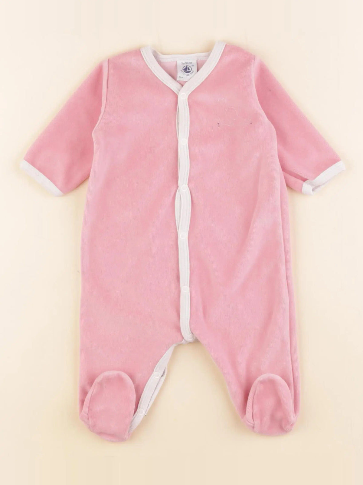 Petit Bateau - pyjama velours rose - 3 mois