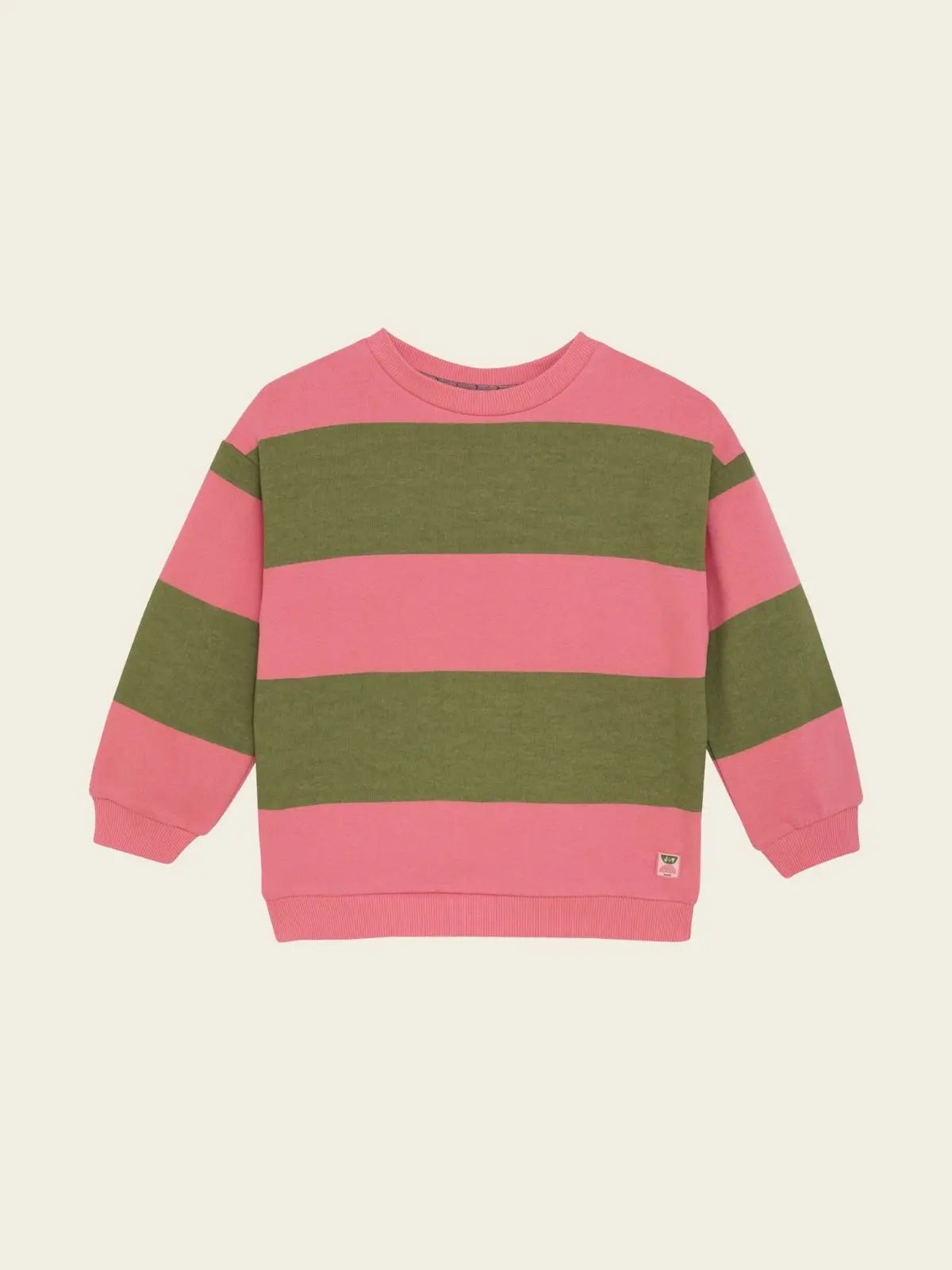Sweat rayé rose, vert